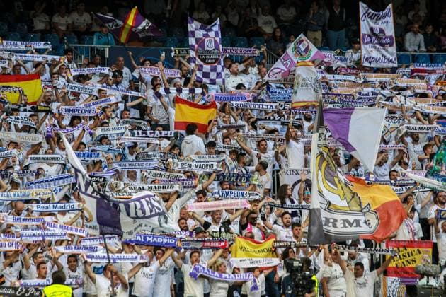 September 20, 2023: Fans of Real Madrid are seen during the UEFA Champions League, Group C, football match played between Real Madrid and Union Berlin at Santiago Bernabeu stadium on September 20, 2023, in Madrid, Spain. - ZUMAa181 20230920_zaa_a181_046 Copyright: xIrinaxR.xHipolitox