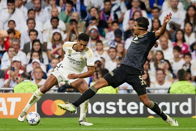 September 20, 2023, Madrid, Madrid, Spain: Jude Bellingham of Real Madrid CF and Danilho Doekhi of Union Berlin during the Champions League football match between Real Madrid CF and FC Union Berlin at Santiago Bernabeu Stadium in Madrid, Spain, September 20, 2023 Madrid Spain - ZUMAa206 20230920_zsp_a206_064 Copyright: xRubenxAlbarranx