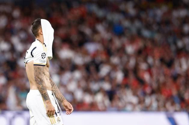 September 20, 2023, MADRID, MADRID, SPAIN: Joselu Mato of Real Madrid laments during the UEFA Champions League, Group C, football match played between Real Madrid and Union Berlin at Santiago Bernabeu stadium on September 20, 2023, in Madrid, Spain. MADRID SPAIN - ZUMAa181 20230920_zaa_a181_109 Copyright: xOscarxJ.xBarrosox