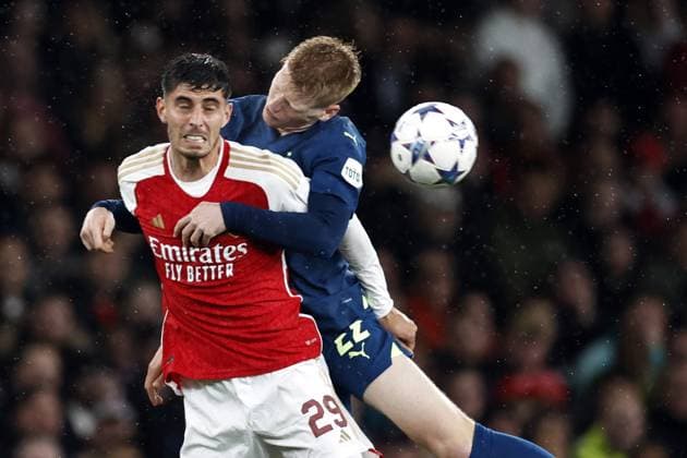 LONDON - (l-r) Kai Havertz of Arsenal FC, Jerdy Schouten of PSV during the UEFA Champions League match between Arsenal FC and PSV Eindhoven at the Emirates Stadium on September 20, 2023 in London, United Kingdom. ANP MAURICE VAN STEEN Group B - UEFA Champions League 2023 2024 xVIxANPxSportx xxANPxIVx 478799338 originalFilename: 478799338.jpg