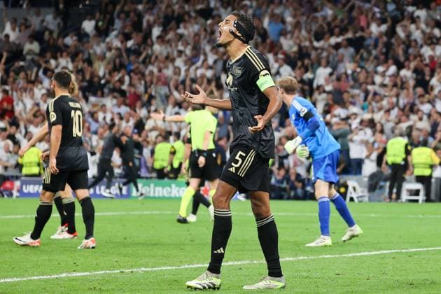 Tor fuer Madrid zum 1:0, Danilo Doekhi (Berlin 5) kann es nicht fassen, Real Madrid vs.Union Berlin, Fussball, Champions League, Gruppenphase, 1. Runde, 20.09.2923, Real Madrid vs.Union Berlin, Fussball, Champions League, Gruppenphase, 1. Runde, 20.09.2923, Madrid Copyright: xEibner-Pressefoto JoergxNiebergax EP_JNL