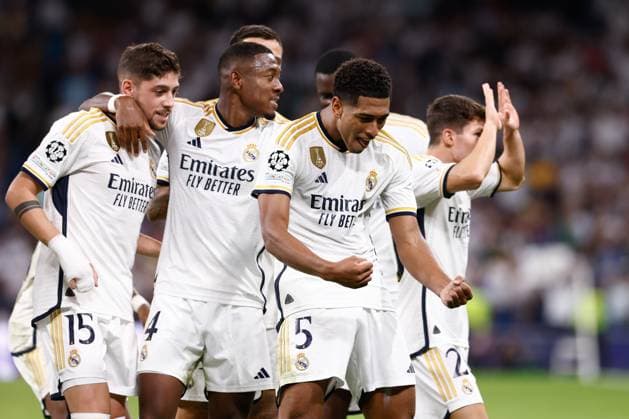 September 20, 2023, MADRID, MADRID, SPAIN: Jude Bellingham of Real Madrid celebrates a goal during the UEFA Champions League, Group C, football match played between Real Madrid and Union Berlin at Santiago Bernabeu stadium on September 20, 2023, in Madrid, Spain. MADRID SPAIN - ZUMAa181 20230920_zaa_a181_123 Copyright: xOscarxJ.xBarrosox