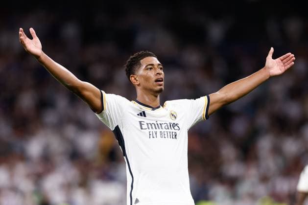 September 20, 2023, MADRID, MADRID, SPAIN: Jude Bellingham of Real Madrid celebrates a goal during the UEFA Champions League, Group C, football match played between Real Madrid and Union Berlin at Santiago Bernabeu stadium on September 20, 2023, in Madrid, Spain. MADRID SPAIN - ZUMAa181 20230920_zaa_a181_127 Copyright: xOscarxJ.xBarrosox