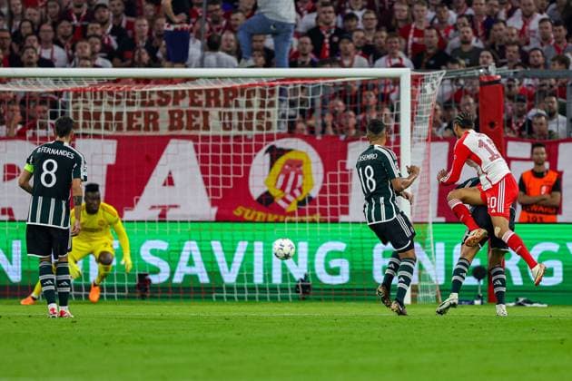 Bayern Munich v Manchester United, ManU Champions League 20 09 2023. Goal Leroy Sane (10) of Bayern Munich scores a goal during the Champions League match between Bayern Munich and Manchester United at Allianz Arena, Munich, Germany on 20 September 2023. Editorial use only , Copyright: xNigelxKeenex PSI-18044-0021