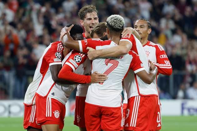 Jubel nach dem Tor zum 2:0, jubelnd, bejubelt, jubelt, jubeln, emotionen, Fussball, Uefa Champions League, Bayern München - Manchester United, ManU am 20.9.2023 in der Muenchner Allianz Arena. DFL REGULATIONS PROHIBIT ANY USE OF PHOTOGRAPHS AS IMAGE SEQUENCES AND OR QUASI-VIDEO. Copyright: HMBxMedia xHeikoxBecker
