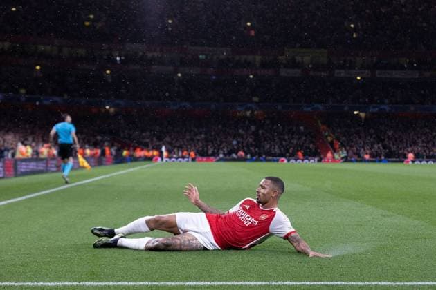 Arsenal v PSV Eindhoven Champions League 20 09 2023. GOAL 3-0 Arsenal forward Gabriel Jesus (9) scores and celebrates during the Champions League match between Arsenal and PSV Eindhoven at the Emirates Stadium, London, England on 20 September 2023. Editorial use only , Copyright: xIanxStephenx PSI-18060-0020