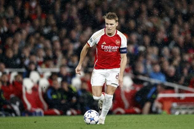 LONDON - Martin Odegaard of Arsenal FC during the UEFA Champions League match between Arsenal FC and PSV Eindhoven at the Emirates Stadium on September 20, 2023 in London, United Kingdom. ANP MAURICE VAN STEEN Group B - UEFA Champions League 2023 2024 xVIxANPxSportx xxANPxIVx 478805314 originalFilename: 478805314.jpg