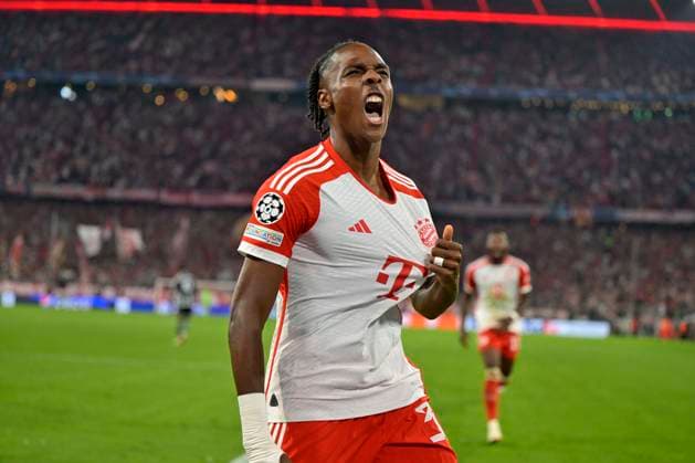 Sport Bilder des Tages 20.09.2023, Fussball UEFA Championsleague 2023 2024: 1.Spieltag Vorrunde, FC Bayern München - Manchester United, ManU in der Allianz-Arena München. Mathys Tel (Bayern München) Torjubel.