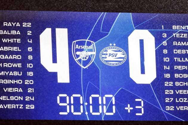 LONDON - PSV loses 4-0 during the UEFA Champions League match between Arsenal FC and PSV Eindhoven at the Emirates Stadium on September 20, 2023 in London, United Kingdom. ANP MAURICE VAN STEEN Group B - UEFA Champions League 2023 2024 xVIxANPxSportx xxANPxIVx 478809315 originalFilename: 478809315.jpg