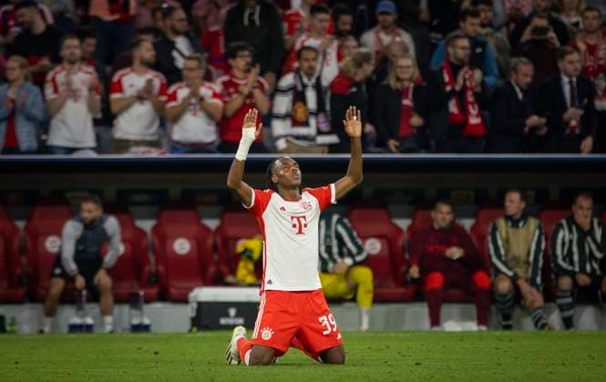Munic, Germany. 20th Sep 2023. Schlussjubel: Mathys Tel (Muenchen) FC Bayern München - Manchester United, ManU 20.09.2023