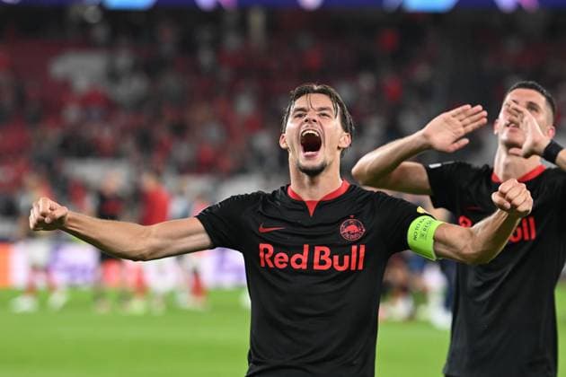 SOCCER - UEFA CL, Benfica vs RBS LISBON,PORTUGAL,20.SEP.23 - SOCCER - UEFA Champions League, group stage, SL Benfica vs Red Bull Salzburg. Image shows the rejoicing of Amar Dedic (RBS).  GEPAxpictures xZedxJameson