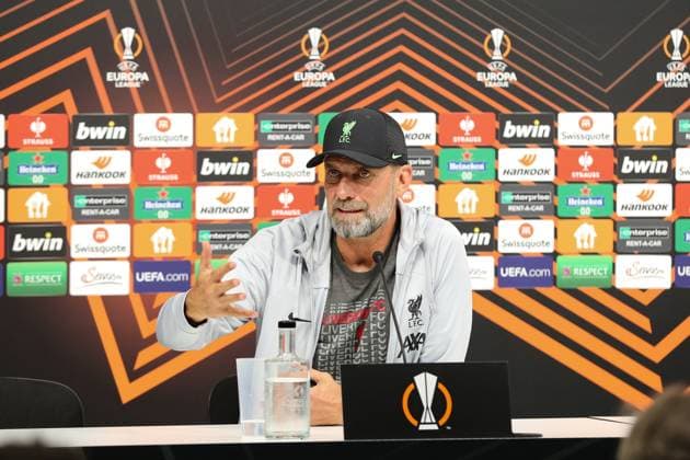 20.09.2023, Linz, AUT, Unterwegs in Oberösterreich, Liverpool, PK, Europa League, im Bild Jürgen Klopp, Juergen Klopp, Trainer, FC Liverpool, Pressekonferenz, Raiffeisen Arena, gegen LASK, UEFA Europa League,