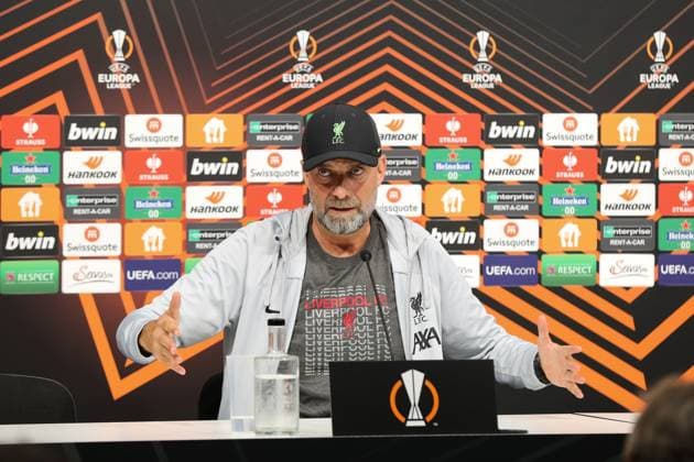 20.09.2023, Linz, AUT, Unterwegs in Oberösterreich, Liverpool, PK, Europa League, im Bild Jürgen Klopp, Juergen Klopp, Trainer, FC Liverpool, Pressekonferenz, Raiffeisen Arena, gegen LASK, UEFA Europa League,