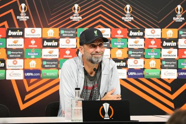20.09.2023, Linz, AUT, Unterwegs in Oberösterreich, Liverpool, PK, Europa League, im Bild Jürgen Klopp, Juergen Klopp, Trainer, FC Liverpool, Pressekonferenz, Raiffeisen Arena, gegen LASK, UEFA Europa League,