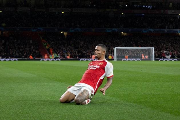 Arsenal v PSV Eindhoven Champions League 20 09 2023. GOAL 3-0 Arsenal forward Gabriel Jesus (9) scores and celebrates during the Champions League match between Arsenal and PSV Eindhoven at the Emirates Stadium, London, England on 20 September 2023. Editorial use only , Copyright: xIanxStephenx PSI-18060-0025