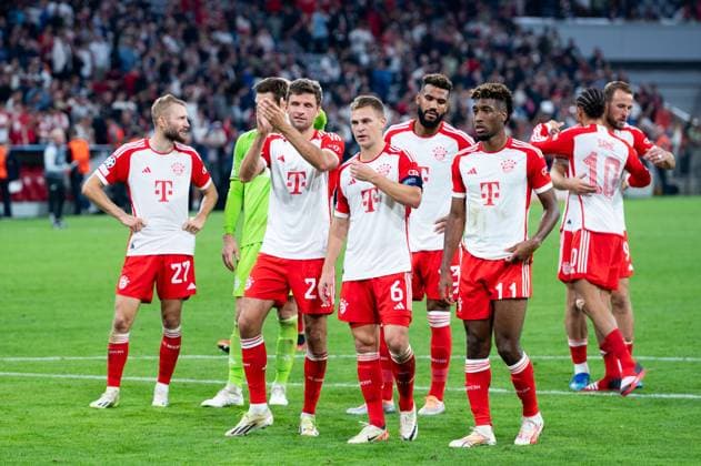 MONACHIUM 20.09.2023 MECZ FAZA GRUPOWA UEFA LIGA MISTRZOW 2023 2024 --- GROUP STAGE UEFA CHAMPIONS LEAGUE MATCH: BAYERN MUNICH - Manchester United, ManU Konrad Laimer , Thomas Muller , Joshua Kimmich , Eric Maxim Choupo-Moting , Kingsley Coman , Leroy Sane , Leroy Sane FOT. PAWEL LIPNICKI 400mm.pl NEWSPIX.PL --- Newspix.pl  200923WI3_4281