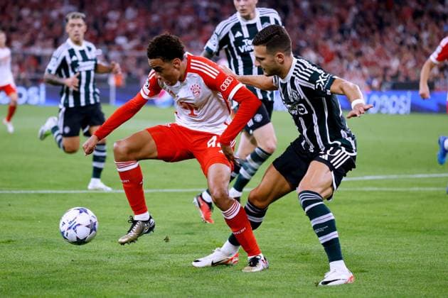 MUSIALA Jamal Team FC Bayern Muenchen mit RASHFORD UEFA Champions League Saiason 2023 - 2024 Spiel FC Bayern Muenchen - Manchester United, ManU am 20.09. 2023 in Muenchen DFL REGULATIONS PROHIBIT ANY USE OF PHOTOGRAPHS as IMAGE SEQUENCES and or QUASI-VIDEO Copyright: xLacixPerenyix