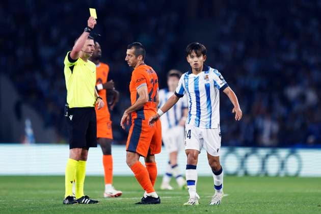 Henrikh Mkhitaryan (Inter), Takefusa Kubo (Sociedad), SEPTEMBER 20, 2023 - Football Soccer : UEFA Champions League Group D match between Real Sociedad 1-1 FC Internazionale Milano at Reale Arena in San Sebastian, Spain. Noxthirdxpartyxsales  (229897772)