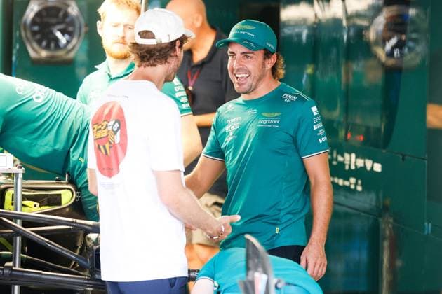 Sebastian Vettel (DEU), 14 Fernando Alonso (ESP, Aston Martin Aramco Cognizant F1 Team), F1 Grand Prix of Japan at Suzuka International Racing Course on September 21, 2023 in Suzuka, Japan. (Photo by HOCH ZWEI) Suzuka Japan