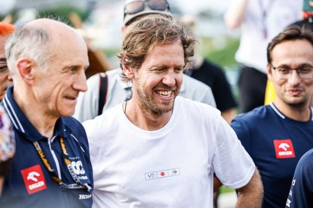 Franz Tost (AUT, Scuderia AlphaTauri), Sebastian Vettel (DEU), F1 Grand Prix of Japan at Suzuka International Racing Course on September 21, 2023 in Suzuka, Japan. (Photo by HOCH ZWEI) Suzuka Japan