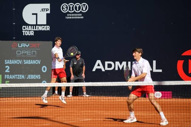 TENNIS - ATP, Tennis Herren Layjet Open BAD WALTERSDORF,AUSTRIA,21.SEP.23 - TENNIS - ATP Challenger Tour, Layjet Open. Image shows Ivan Sabanov and Matej Sabanov (SRB).  GEPAxpictures xMaticxKlansek