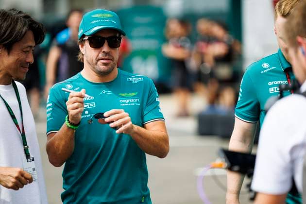 21st September 2023; Suzuka Circuit, Suzuka, Japan; 2023 Formula 1 Lenovo Japanese Grand Prix; Arrival and Inspection Day; Number 14 Aston Martin driver Fernando Alonso arrives  ActionPlus12555646 StephenxBlackberry