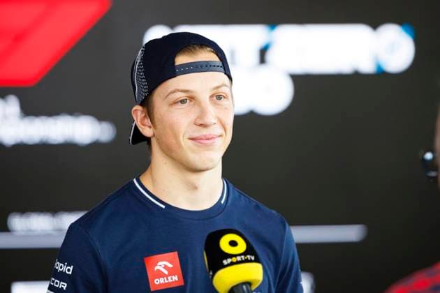 21st September 2023; Suzuka Circuit, Suzuka, Japan; 2023 Formula 1 Lenovo Japanese Grand Prix; Arrival and Inspection Day; Number 40 Scuderia AlphaTauri driver Liam Lawson arrives and speaks to the press  ActionPlus12555654 StephenxBlackberry