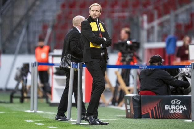 230921 Marcus Jodin, CEO of Häcken, ahead the UEFA Europa League football match between Bayer Leverkusen and Häcken on September 21, 2023 in Leverkusen. Photo: Daniel Stiller BILDBYRAN kod DS DS0334 fotboll football soccer fotball uefa europa league bayer leverkusen häcken bbeng Copyright: DANIELxSTILLER BB230921DS008