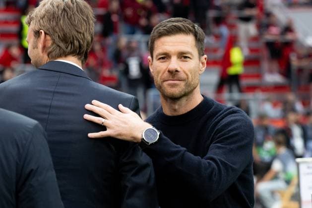 230921 Head coach Xabi Alonso of Bayer Leverkusen ahead of the UEFA Europa League football match between Bayer Leverkusen and Häcken on September 21, 2023 in Leverkusen. Photo: Daniel Stiller BILDBYRAN kod DS DS0334 fotboll football soccer fotball uefa europa league bayer leverkusen häcken bbeng Copyright: DANIELxSTILLER BB230921DS009