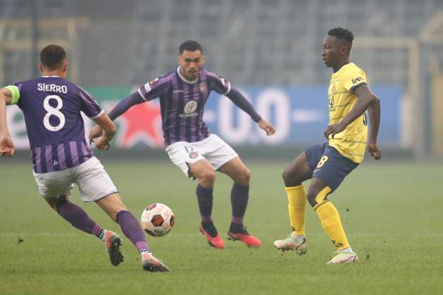 Royal Union Saint-Gilloise v Toulouse FC - UEFA Europa League BRUSSELS, BELGIUM - SEPTEMBER 21 : Amani Lazare midfielder of Union St-Gilloise during the UEFA Europa League Group E match between Royal Union Saint-Gilloise and Toulouse FC on September 21, 2023 in Brussels, Belgium, 21 09 2023 Brussels Belgium  Copyright: xJbox