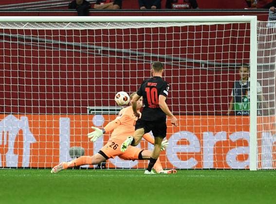 21.09.2023, Leverkusen, Germany, BayARENA, Bayer Leverkusen vs BK Haecken - UEFA Europa League 2023 2024 - Group H, Florian Wirtz (Bayer 04 Leverkusen) Tor zum 1:0 (Foto Ralf Treese) Leverkusen BayARENA North Rhine-Westphalia Germany