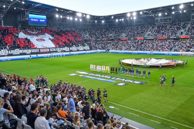 SOCCER - UEFA EL, LASK vs Liverpool LINZ,AUSTRIA,21.SEP.23 - SOCCER - UEFA Europa League, group stage, Linzer ASK vs Liverpool FC. Image shows an overview of the Oberoesterreich Arena.  GEPAxpictures xChristianxMoser