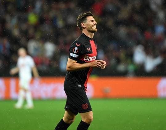 21.09.2023, Leverkusen, Germany, BayARENA, Bayer Leverkusen vs BK Haecken - UEFA Europa League 2023 2024 - Group H, Jonas Hofmann (Bayer 04 Leverkusen) Torjubel, jubelt nach seinem Treffer zum 4:0 (Foto Ralf Treese) Leverkusen BayARENA North Rhine-Westphalia Germany