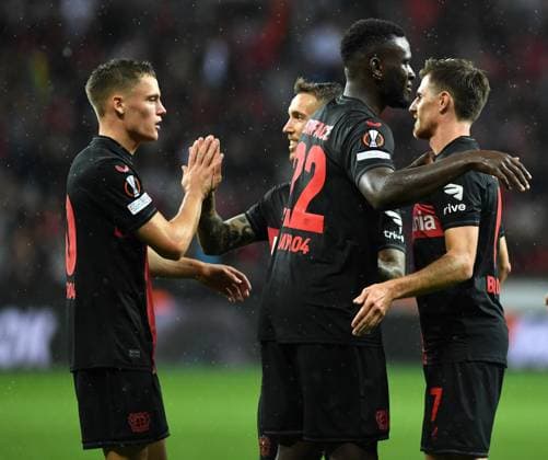 21.09.2023, Leverkusen, Germany, BayARENA, Bayer Leverkusen vs BK Haecken - UEFA Europa League 2023 2024 - Group H, Jonas Hofmann (Bayer 04 Leverkusen) Torjubel, jubelt mit seiner Mannschaft nach dem Treffer zum 4:0 (Foto Ralf Treese) Leverkusen BayARENA North Rhine-Westphalia Germany