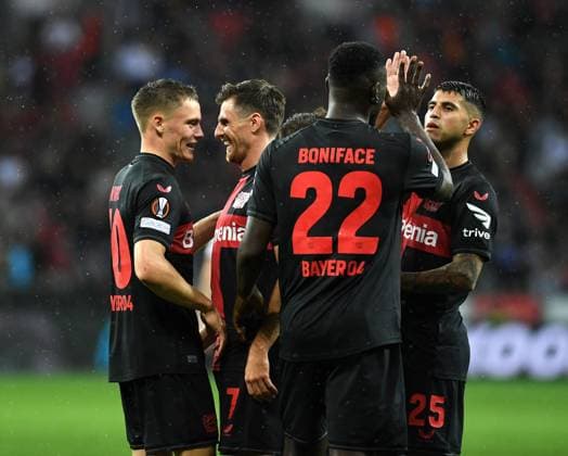 21.09.2023, Leverkusen, Germany, BayARENA, Bayer Leverkusen vs BK Haecken - UEFA Europa League 2023 2024 - Group H, Jonas Hofmann (Bayer 04 Leverkusen) Torjubel, jubelt mit seiner Mannschaft nach dem Treffer zum 4:0 (Foto Ralf Treese) Leverkusen BayARENA North Rhine-Westphalia Germany