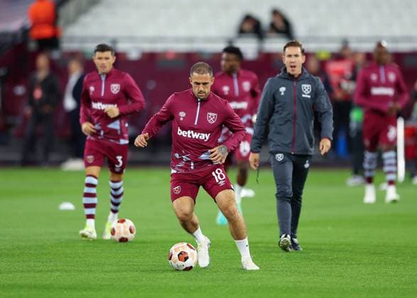 21st September 2023; London Stadium, London, England; Europa League Football, Group Stage, West Ham United versus Backa Topola; Danny Ings of West Ham United warming up  ActionPlus12555702 JohnxPatrickxFletcher