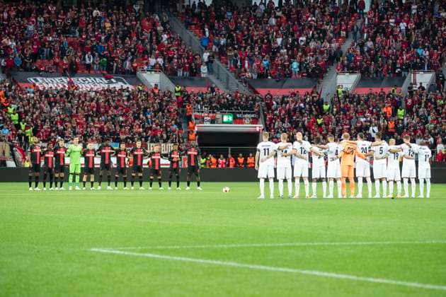 UEFA Europa League, Bayer Leverkusen - BK Haecken, 21.09.2023 Schweigeminute anlaesslich der schweren Umweltkatastrophen in Marokko und Lybien, UEFA Europa League, Bayer 04 Leverkusen - BK Haecken, 1. Gruppenspiel, am 21.09.2023, BayArena, Leverkusen DFL regulations prohibit any use of photographs as image sequences and or quasi-video Copyright: xBEAUTIFULxSPORTS Meuselx
