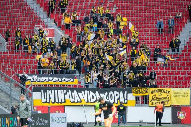 UEFA Europa League, Bayer Leverkusen - BK Haecken, 21.09.2023 Die mitgereisten Fans aus Schweden, UEFA Europa League, Bayer 04 Leverkusen - BK Haecken, 1. Gruppenspiel, am 21.09.2023, BayArena, Leverkusen DFL regulations prohibit any use of photographs as image sequences and or quasi-video Copyright: xBEAUTIFULxSPORTS Meuselx