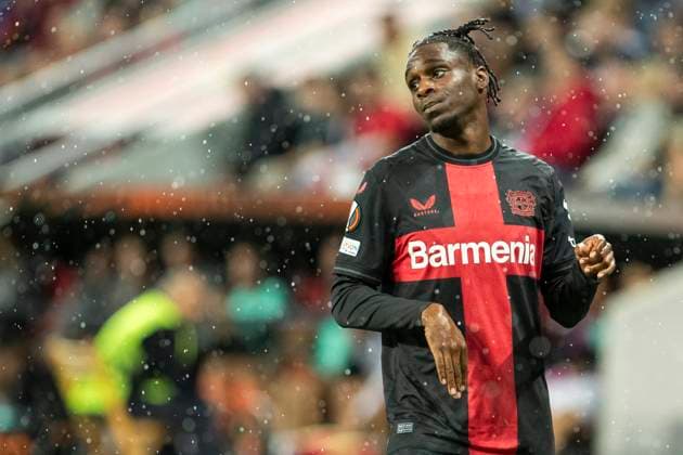 UEFA Europa League, Bayer Leverkusen - BK Haecken, 21.09.2023 Jeremie FRIMPONG (Bayer 04 Leverkusen, 30), UEFA Europa League, Bayer 04 Leverkusen - BK Haecken, 1. Gruppenspiel, am 21.09.2023, BayArena, Leverkusen DFL regulations prohibit any use of photographs as image sequences and or quasi-video Copyright: xBEAUTIFULxSPORTS Meuselx