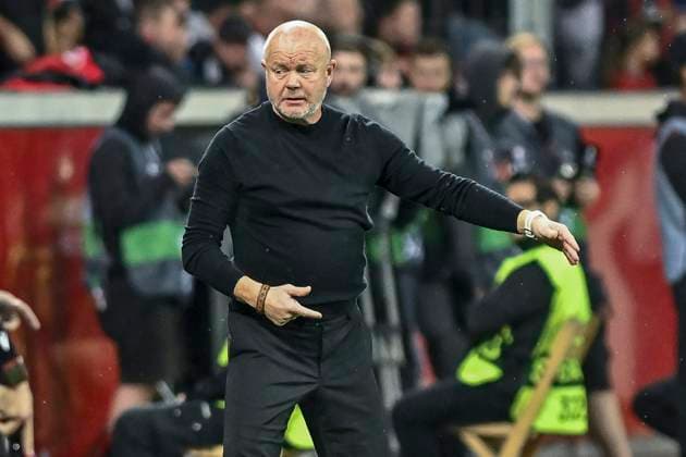 Per-Mathias Høgmo (BK Häcken Haecken) Gestik Geste gestikuliert 21.09.2023 Fussball Europa League, Bayer 04 Leverkusen vs BK Häcken Haecken, BayArena, Leverkusen, NRW Germany