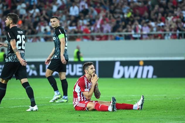 Olympiacos v Freiburg - UEFA Europa League, Group A 22 Stevan Jovetic of Olympiacos FC disappointed after losing a goal during the Europa League Group A match between Olympiacos FC and SC Freiburg at Georgios Karaiskakis Stadium on September 21, 2023, in Athens, Greece. Athens Greece  Copyright: xStefanosxKyriazisx originalFilename:kyriazis-olympiac230921_npVbd.jpg