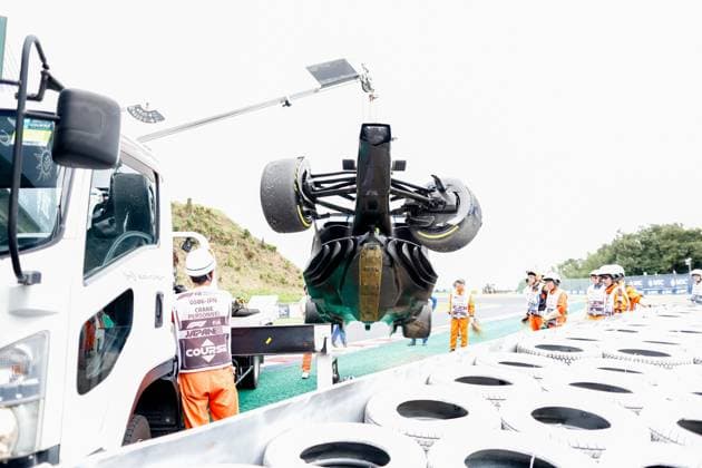 Damaged car of 10 Pierre Gasly (FRA, BWT Alpine F1 Team), F1 Grand Prix of Japan at Suzuka International Racing Course on September 22, 2023 in Suzuka, Japan. (Photo by HOCH ZWEI) Suzuka Japan