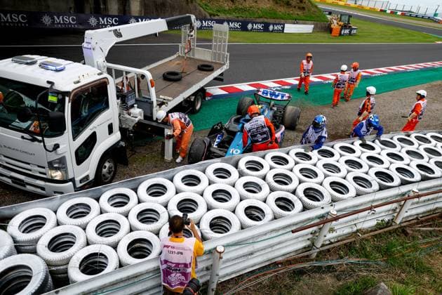 Damaged car of 10 Pierre Gasly (FRA, BWT Alpine F1 Team), F1 Grand Prix of Japan at Suzuka International Racing Course on September 22, 2023 in Suzuka, Japan. (Photo by HOCH ZWEI) Suzuka Japan