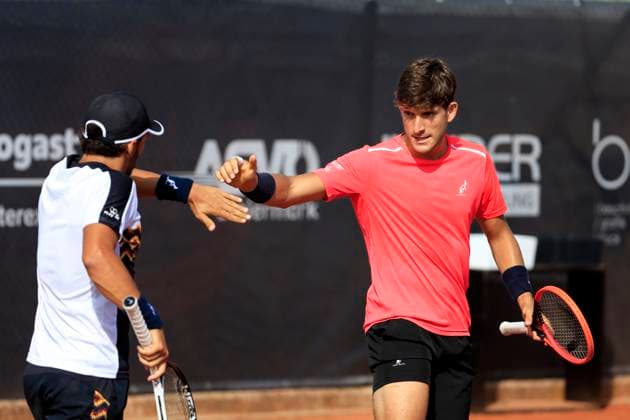 TENNIS - ATP, Tennis Herren Layjet Open BAD WALTERSDORF,AUSTRIA,22.SEP.23 - TENNIS - ATP Challenger Tour, Layjet Open. Image shows Marco Bortolotti and Francesco Passaro (ITA).  GEPAxpictures xMarioxBuehner-Weinrauch