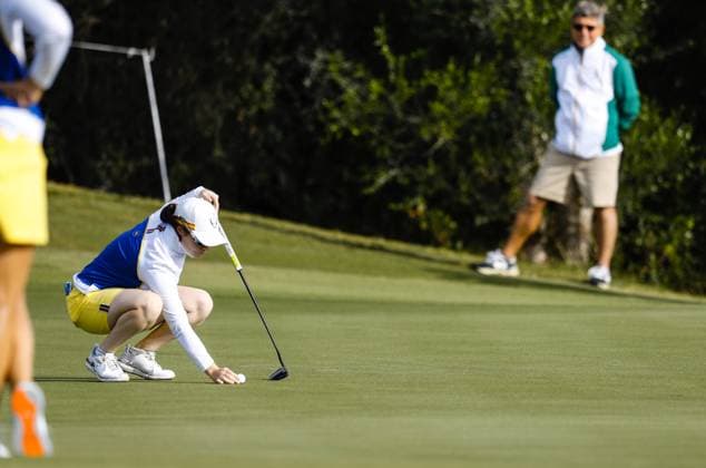 2023 Solheim Cup, Finca Cortesin, Andalucia, Spain 22 9 2023 Ireland™s Leona Maguire lines up a putt Leona Maguire lines up a putt 22 9 2023  Copyright: x INPHO MartinxSirasxLimax _MSL4875
