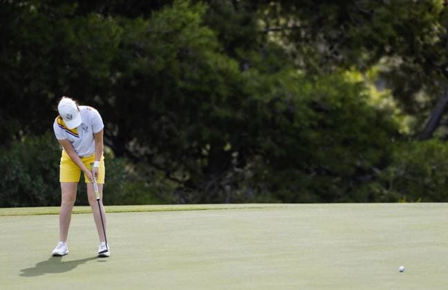2023 Solheim Cup, Finca Cortesin, Andalucia, Spain 22 9 2023 Ireland™s Leona Maguire putts Leona Maguire putts 22 9 2023  Copyright: x INPHO MartinxSirasxLimax _MSL5312