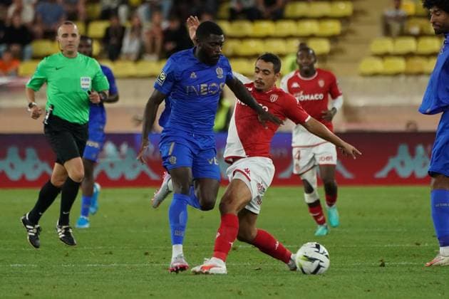 Wissam Ben Yedder (AS Monaco) - JÃ rÃ mie Boga (OGC Nice) FOOTBALL : AS Monaco vs OGC Nice - Ligue 1 Uber Eats - Monaco - 22 09 2023 NorbertScanella Panoramic 