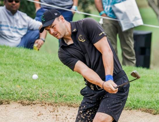 Martin Kaymer of Germany hits from a sand trap by the fifteenth green during the first round of the 2023 LIV Golf League tournament at Rich Harvest Farms in Sugar Grove, Illinois, on Friday September 22, 2023. Tournament play runs from September 22nd through the 24th.  SGI20230922832 TANNENxMAURY
