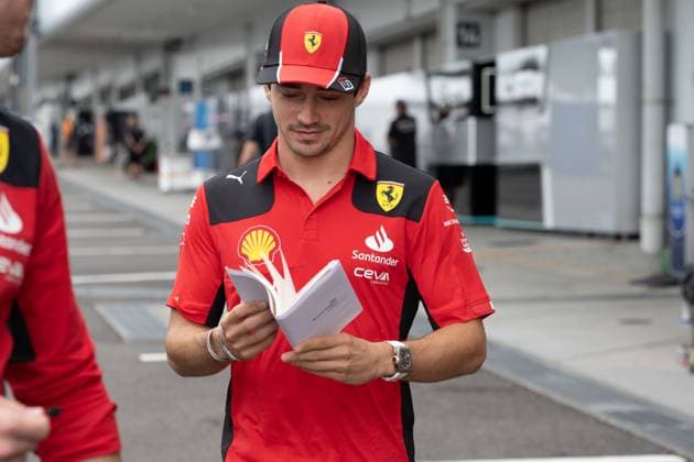 September 23, 2023, Suzuka, Mie Prefecture, Japan: CHARLES LECLERC (MON) of Ferrari 16 arrives to the paddock for Qualifying for the 2023 Formula 1 Japanese Grand Prix Suzuka Japan - ZUMAb177 20230923_aap_b177_017 Copyright: xTaidghxBarronx