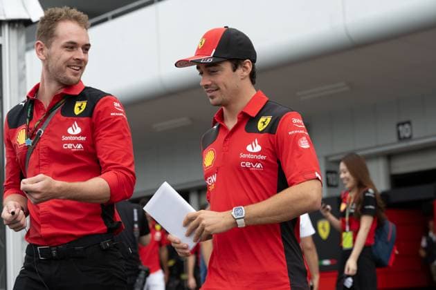 September 23, 2023, Suzuka, Mie Prefecture, Japan: CHARLES LECLERC (MON) of Ferrari 16 arrives to the paddock for Qualifying for the 2023 Formula 1 Japanese Grand Prix Suzuka Japan - ZUMAb177 20230923_aap_b177_016 Copyright: xTaidghxBarronx